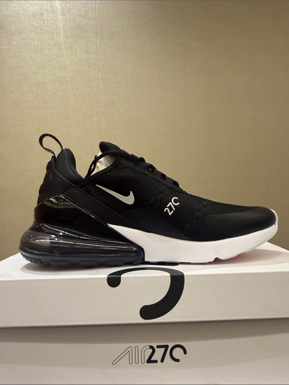 Nike Air Max 270 Sneaker in Black with White and Red Accents